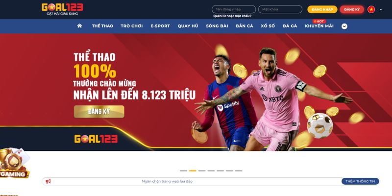 Truy cập trang chủ của Goal123 an toàn